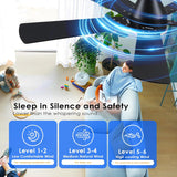Black Ceiling Fans with Lights - 52In Flush Mount Ceiling Fan Light with Remote, 3CCT Dimmable and 6 Wind Speeds, Modern Low Profile Fan Light for Indoor Bedroom, Covered Outdoor