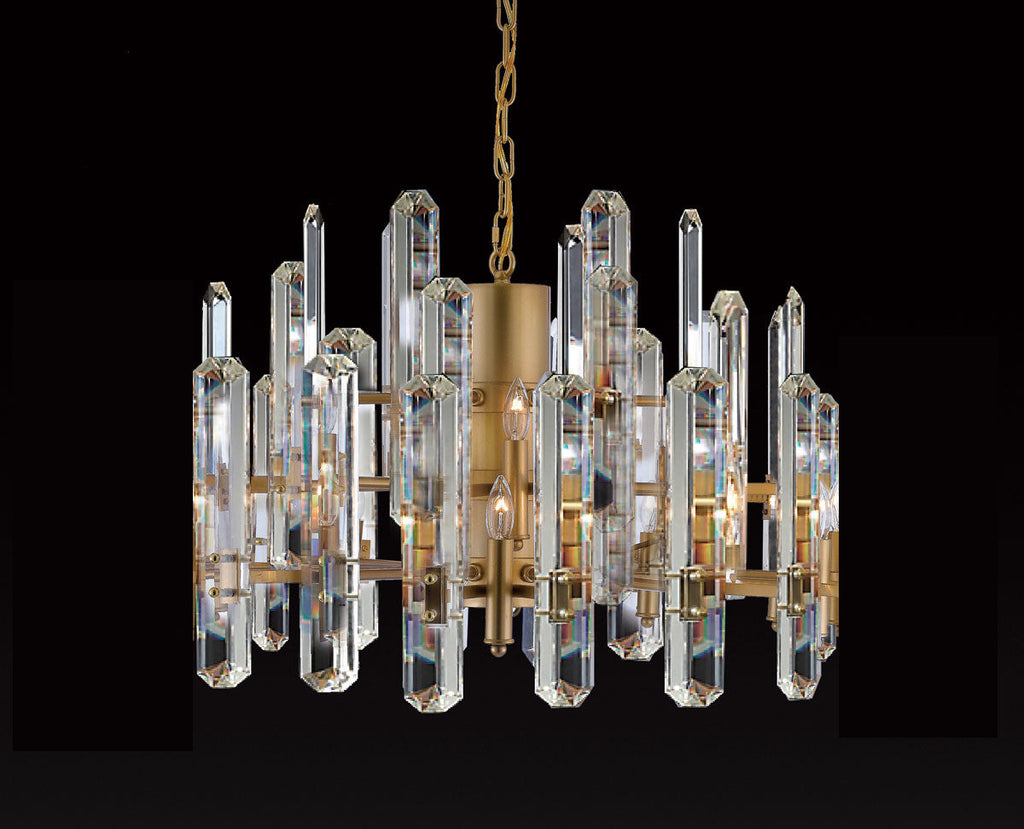 Barrington Round Chandelier 24" - 12 Lights Sophisticated K9 Crystal Design with Adjustable Height for Indoor Ambience Gold Finish - A500-CG/51002/12