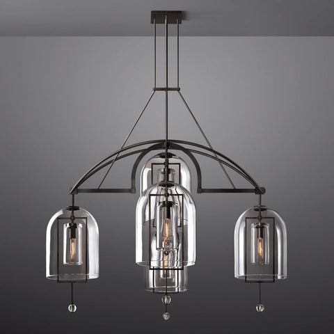 Modern Circular 61" Chandelier from Fulcron Collection 5 Lights - Antique Premium Metal with Refined Black Finish - A500-CB/51001/61