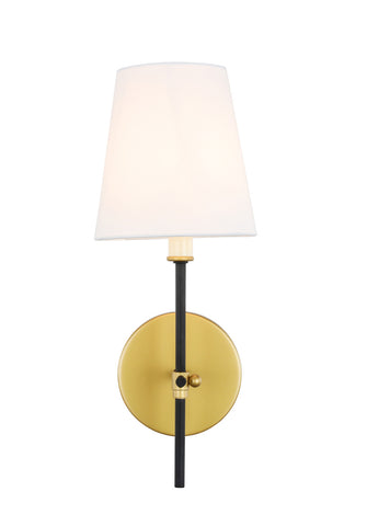 ZC121-LD6004W6BRBK - Living District: Mel 1 light Brass and Black and White shade wall sconce