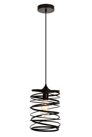 ZC121-LDPD2086 - Living District: Hopper Collection Pendant D7.9 H11.8 Lt:1 Black Finish