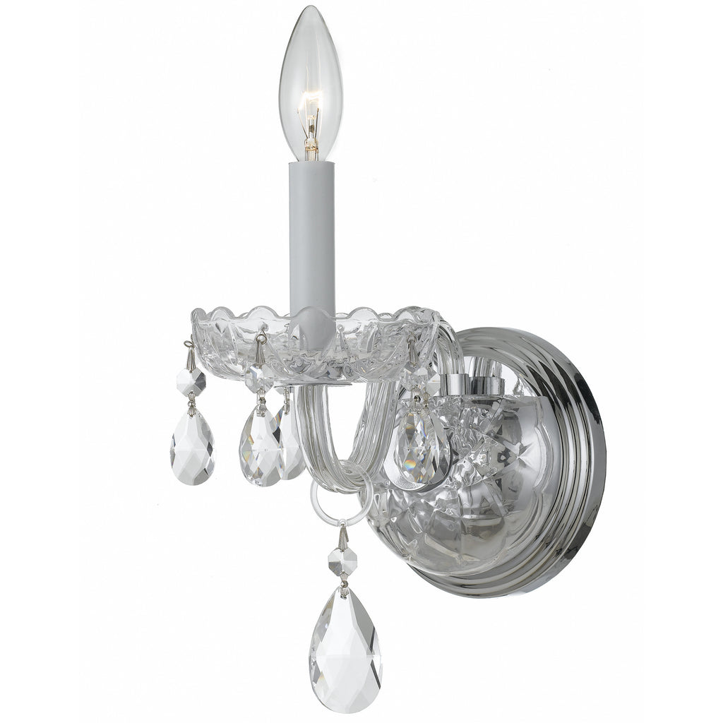 1 Light Polished Chrome Crystal Sconce Draped In Clear Swarovski Strass Crystal - C193-1031-CH-CL-S
