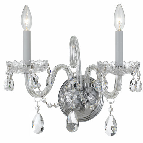2 Light Polished Chrome Crystal Sconce Draped In Clear Swarovski Strass Crystal - C193-1032-CH-CL-S