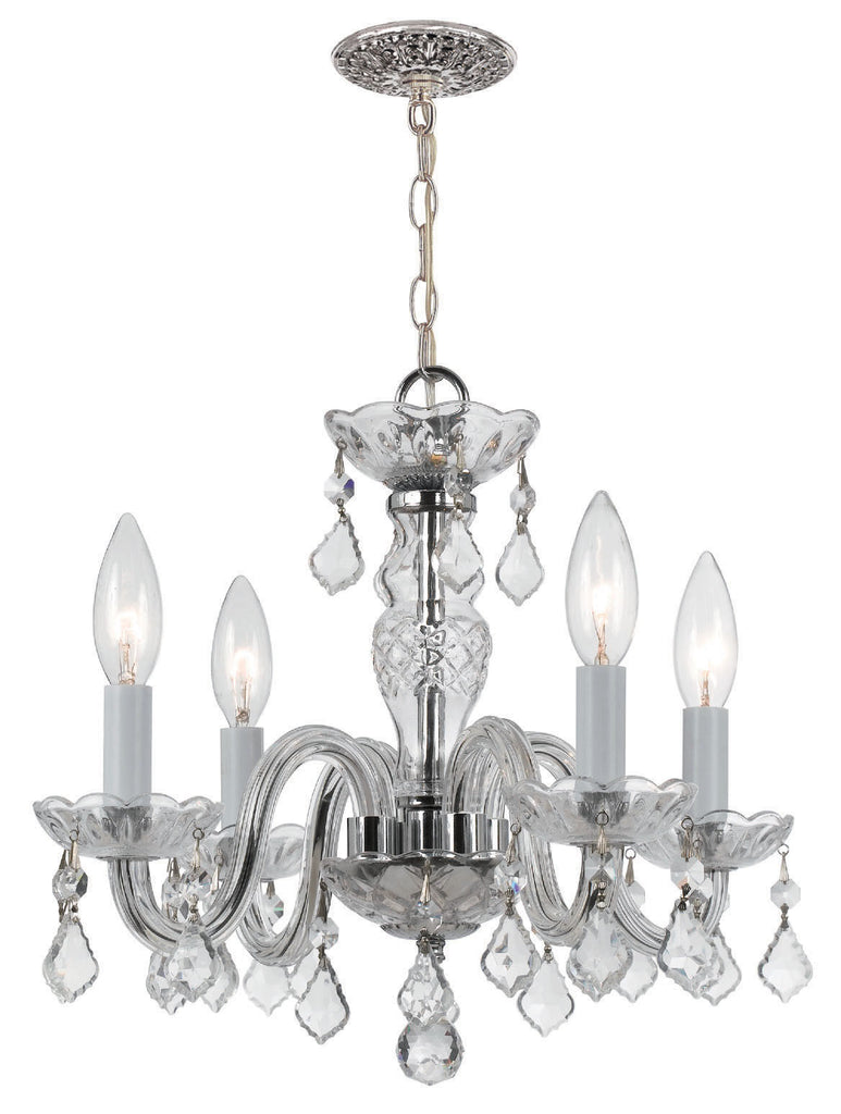 4 Light Polished Chrome Crystal Mini Chandelier Draped In Clear Italian Crystal - C193-1064-CH-CL-I