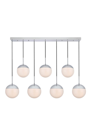 ZC121-LD6088C - Living District: Eclipse 7 Lights Chrome Pendant With Frosted White Glass