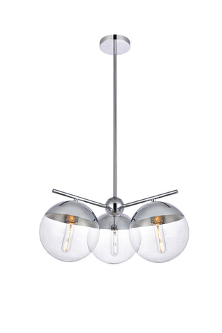 ZC121-LD6131C - Living District: Eclipse 3 Lights Chrome Pendant With Clear Glass