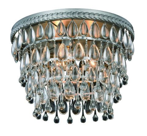 ZC121-1219F15AS/RC - Urban Classic: Nordic 3 light Antique Silver Flush Mount Clear Royal Cut Crystal