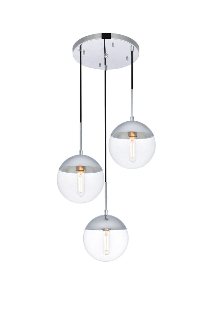 ZC121-LD6071C - Living District: Eclipse 3 Lights Chrome Pendant With Clear Glass