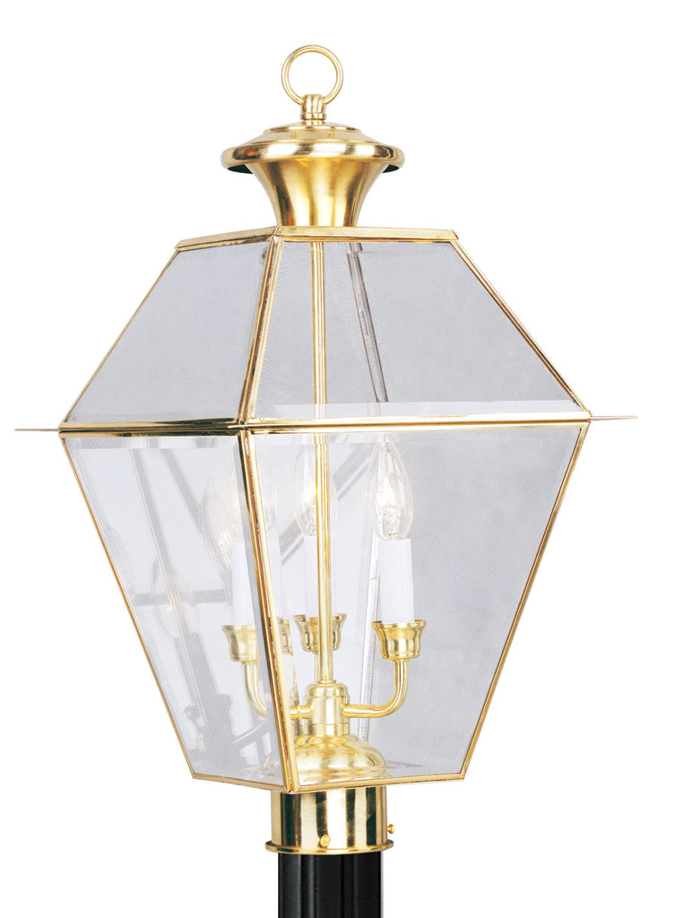 Livex Westover 3 Light PB Outdoor Post Lantern - C185-2384-02