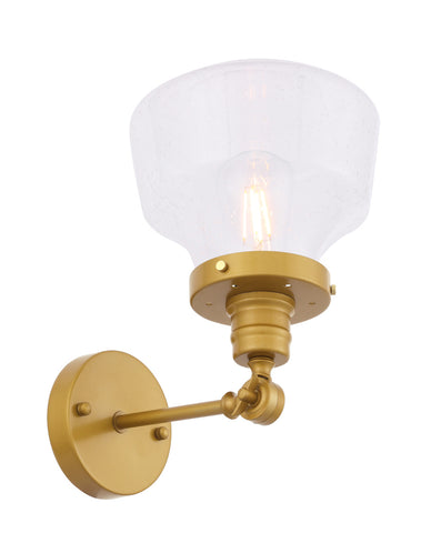 ZC121-LD6236BR - Living District: Lyle 1 light Brass and Clear seeded glass wall sconce