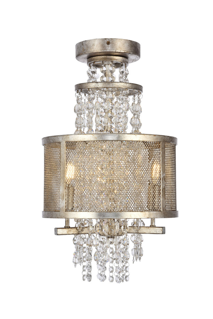 ZC121-1540F12ASL - Regency Lighting: Legacy 3 light Antique Sliver Leaf Flush mount Clear Royal Cut Crystal