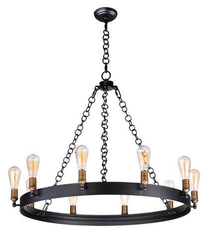 Noble 10-Light Chandelier w/Bulbs Black / Natural Aged Brass - C157-26275BKNAB/BUI