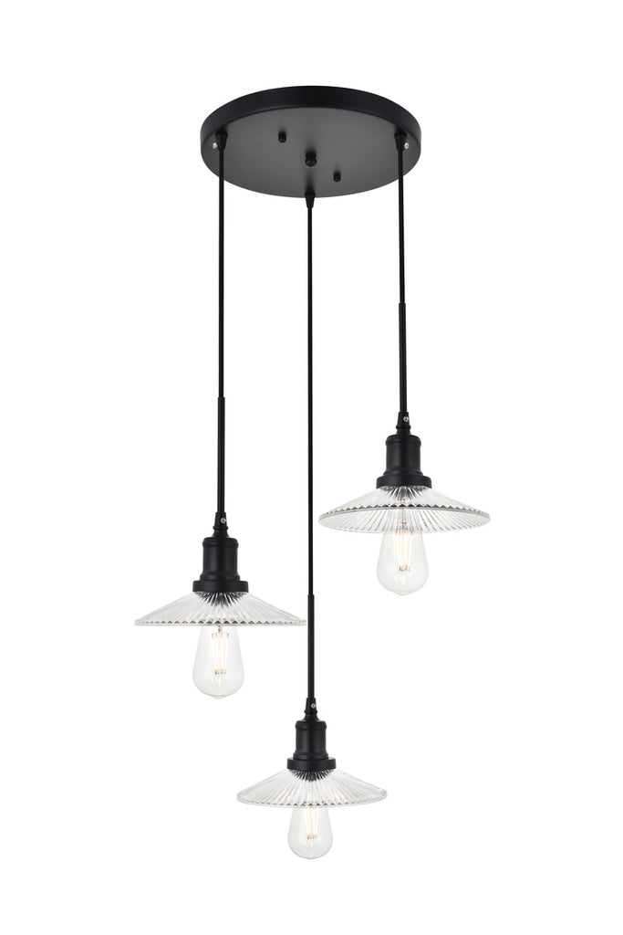 ZC121-LD4040D19BK - Living District: Waltz 3 light black Pendant