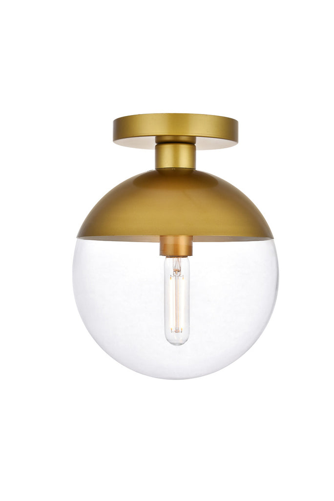 ZC121-LD6067BR - Living District: Eclipse 1 Light Brass Flush Mount With Clear Glass