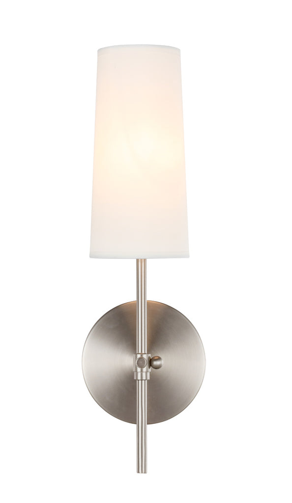ZC121-LD6004W5BN - Living District: Mel 1 light Burnished Nickel and White shade wall sconce