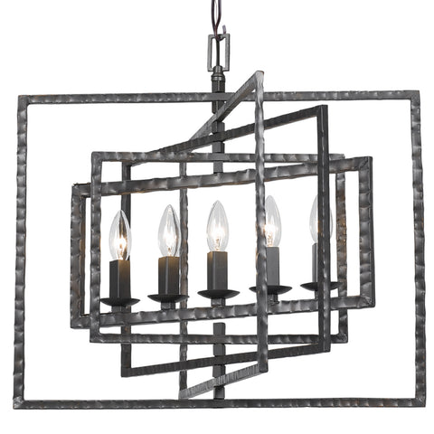 5 Light Raw Steel Industrial Chandelier - C193-336-RS