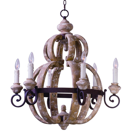 Olde World 6-Light Chandelier Senora Wood - C157-39605SW