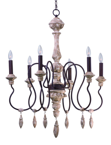 Olde World 6-Light Chandelier Senora Wood - C157-39607SW