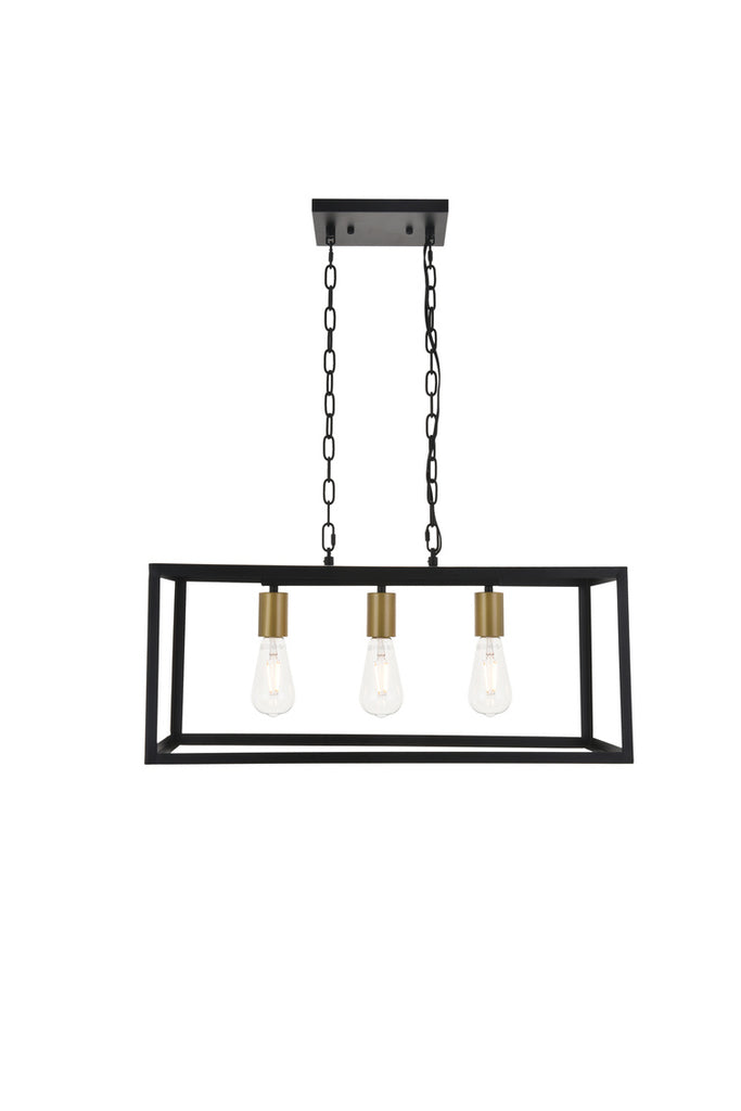 ZC121-LD4063D25BRB - Living District: Resolute 3 light brass and black Pendant