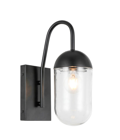ZC121-LD6168BK - Living District: Kace 1 light Black and Clear glass wall sconce