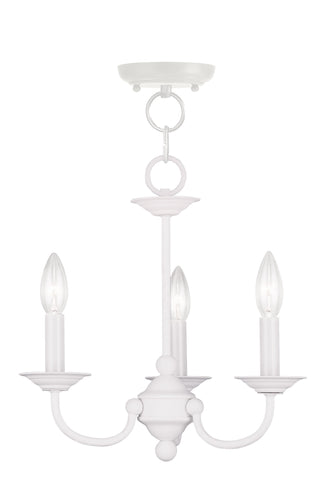 Livex Home Basics 3 Light White Mini Chandelier - C185-4153-03