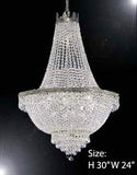 Set of 3-1 French Empire Crystal Chandelier Lighting H36 X W30 & 1 French Empire Crystal Chandelier Lighting H30 X W24 and 1 French Empire Crystal Semi Flush Basket Chandeliers Lighting H18 X W24 - CS/870/14+ CS/870/9+ FLUSH/CS/870/9 A500-