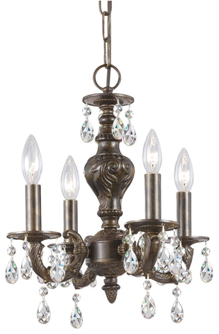 4 Light Venetian Bronze Youth Mini Chandelier Draped In Clear Hand Cut Crystal - C193-5024-VB-CL-MWP