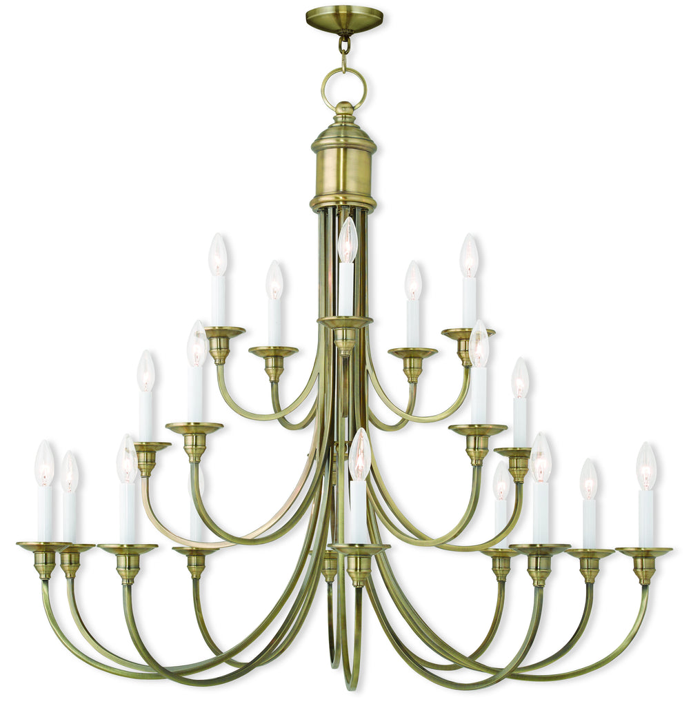 Livex Cranford 20 Light Antique Brass Foyer Chandelier - C185-5140-01