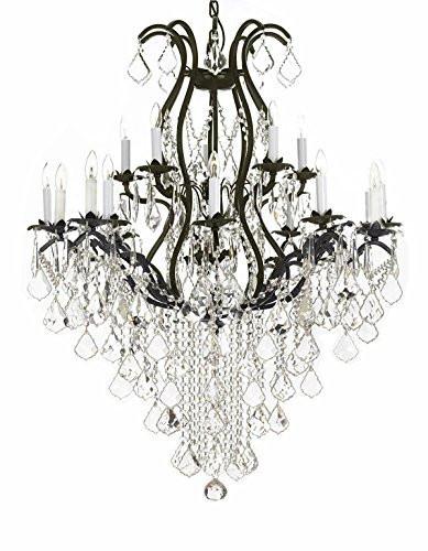 Wrought Iron Chandelier Crystal Chandeliers Lighting H50" X W36" Great For Dining Room Entryway / Foyer Or Living Room - A500-B12/3034/10+5