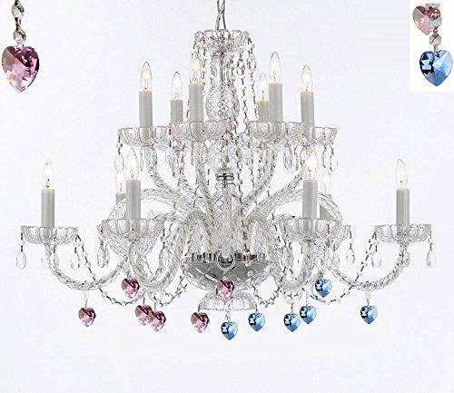 Murano Venetian Style All Empress Crystal (Tm) Chandelier With Blue And Pink Crystal - A46-B85/B21/385/6+6