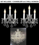 Set Of 3 - 1 Crystal Chandelier Lighting H 30" W 28" And 2 Maria Theresa Wall Sconce Crystal Lighting H11.5" X W14" Trimmed With Spectra (Tm) Crystal - Reliable Crystal Quality By Swarovski - 1Ea-Cs/21532/12+1 + 2Ea-Cs/2813/3-Sw A500-