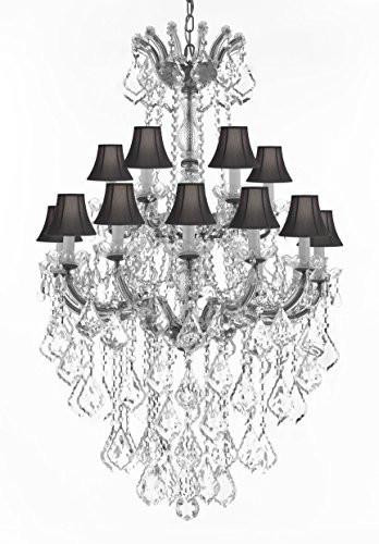 Maria Theresa Crystal Chandelier Chandeliers Lighting With Black Shades H 50" X W 30" - Great For Dining Room Entryway Or Living Room - A500-B13/Cs/Blackshades/152/18