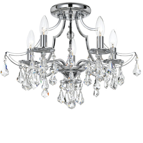 5 Light Polished Chrome Crystal Ceiling Mount Draped In Clear Hand Cut Crystal - C193-5930-CH-CL-MWP