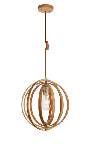 ZC121-LDPD2107 - Living District: Stanton Collection Pendant D14.8 H15.7 Lt:1 Wood Grain and Burnished Nickel Finish