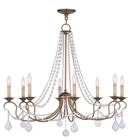 Livex Pennington 8 Light Antique Gold Leaf Chandelier - C185-6518-48