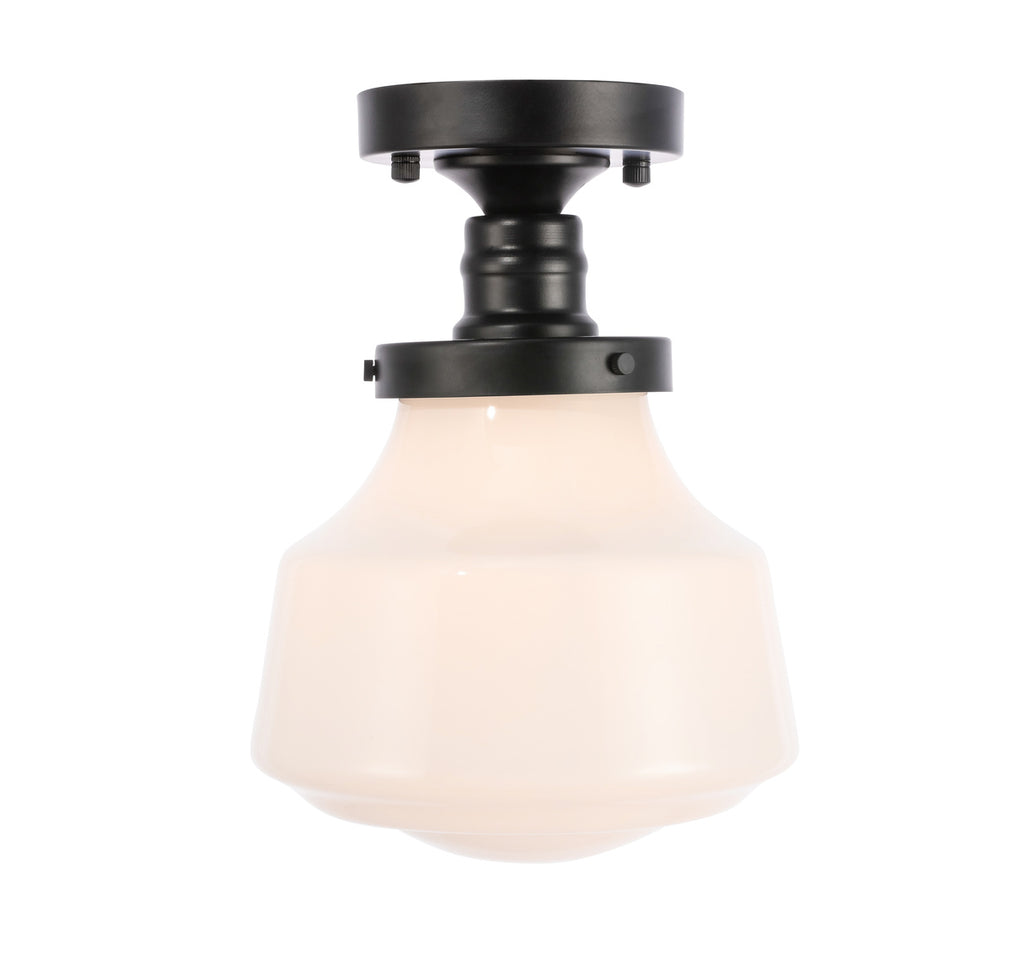 ZC121-LD6249BK - Living District: Lyle 1 light Black and frosted white glass Flush mount