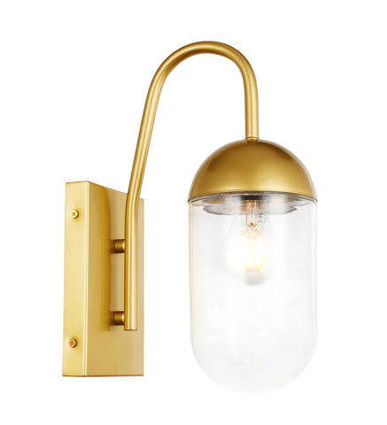 ZC121-LD6172BR - Living District: Kace 1 light Brass and Clear glass wall sconce