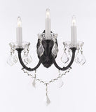 Set of 3-2 Wrought Iron Wall Sconce Crystal Lighting W 11.5" H 14" D 17" and 1 Wrought Iron Crystal Chandelier Lighting H30 x W28 - 2EA G83-3/556 + 1EA F83-556/12