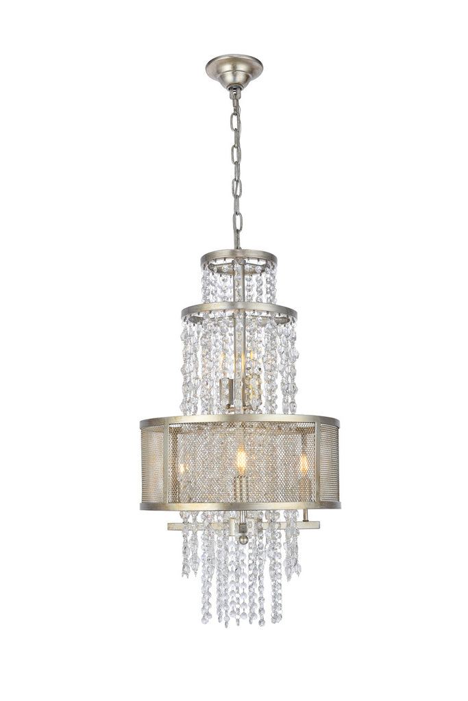 ZC121-1540D16ASL - Urban Classic: Legacy 5 light Antique Sliver Leaf Pendant Clear Royal Cut Crystal