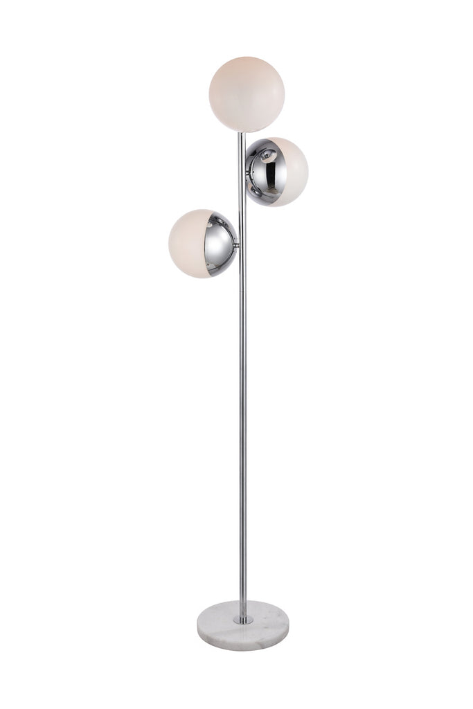 ZC121-LD6160C - Living District: Eclipse 3 Lights Chrome Floor Lamp With Frosted White Glass