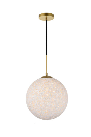 ZC121-LD2234BR - Living District: Malibu 1 Light Brass Pendant With Frosted White Glass