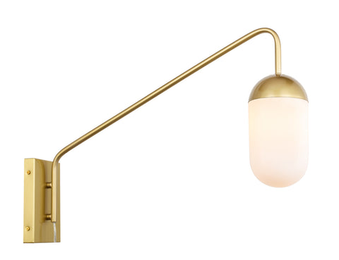 ZC121-LD6179BR - Living District: Kace 1 light Brass and frosted white glass wall sconce