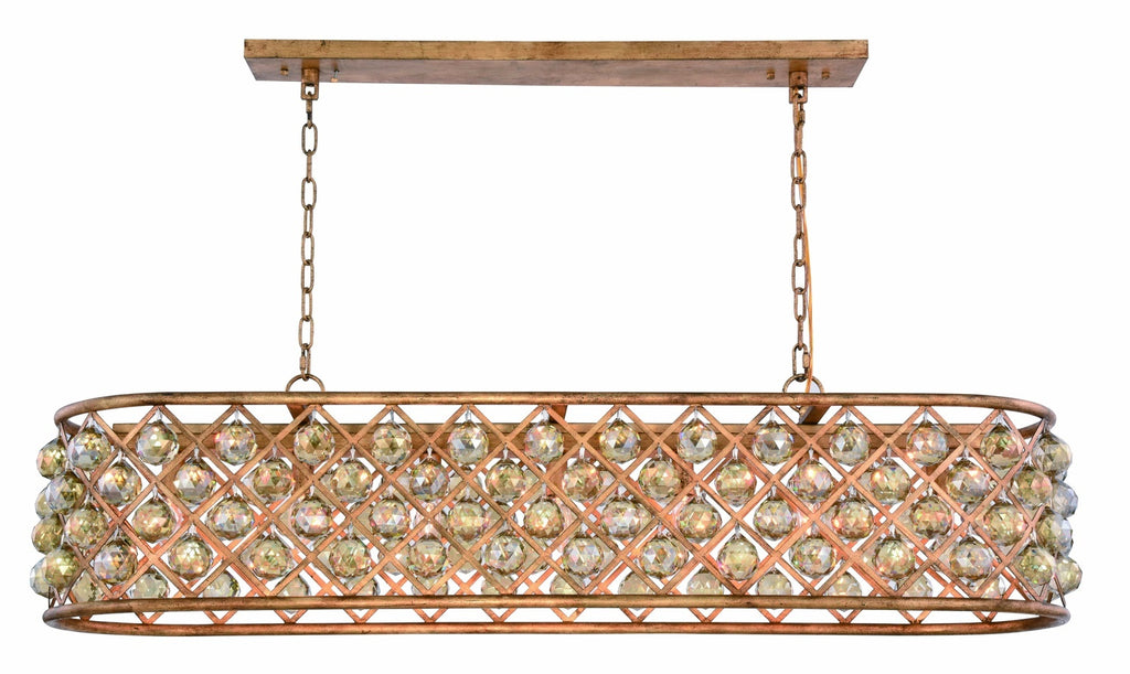 ZC121-1216G50GI-GT/RC - Urban Classic: Madison 7 light Golden Iron Chandelier Golden Teak (Smoky) Royal Cut Crystal