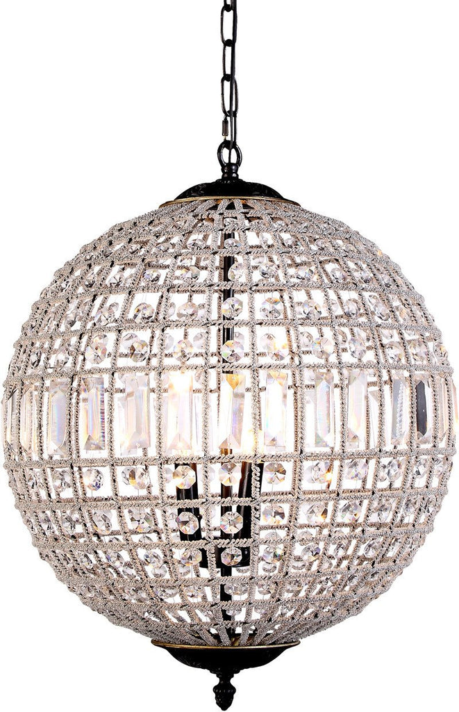C121-1205D24DB/RC By Elegant Lighting - Olivia Collection Dark Bronze Finish 5 Lights Pendant Lamp