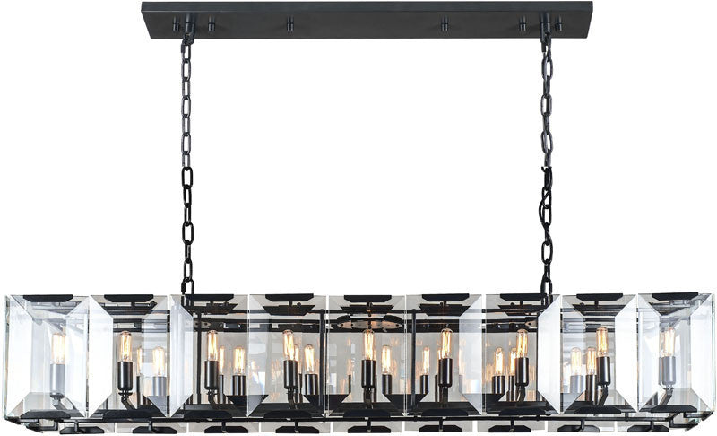 C121-1212D60FB By Elegant Lighting - Monaco Collection Flat Black (Matte) Finish 18 Lights Pendant Lamp