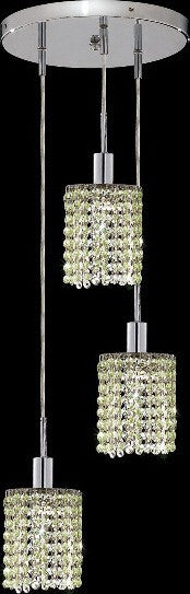 C121-1283D-R-R-LP/RC By Elegant Lighting Mini Collection 3 Lights Pendant Chrome Finish