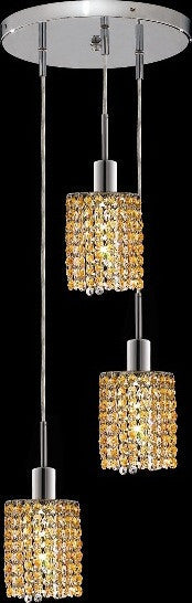 C121-1283D-R-R-LT/RC By Elegant Lighting Mini Collection 3 Lights Pendant Chrome Finish