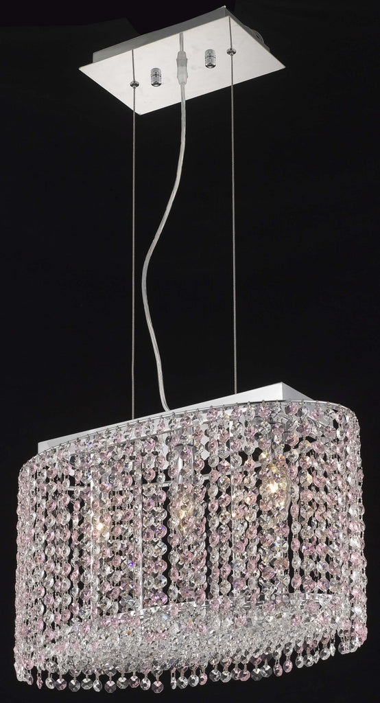 C121-1292D18C-LP/RC By Elegant Lighting Moda Collection 3 Light Chandeliers Chrome Finish