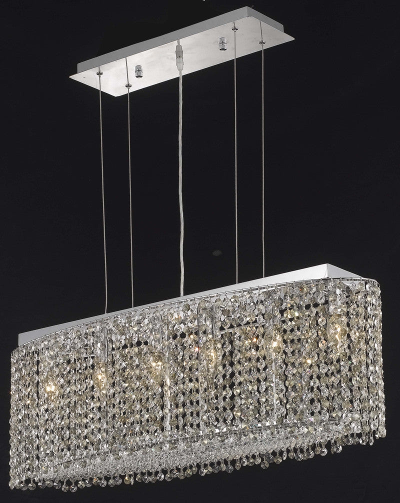 C121-1292D32C-LT/RC By Elegant Lighting Moda Collection 6 Light Chandeliers Chrome Finish