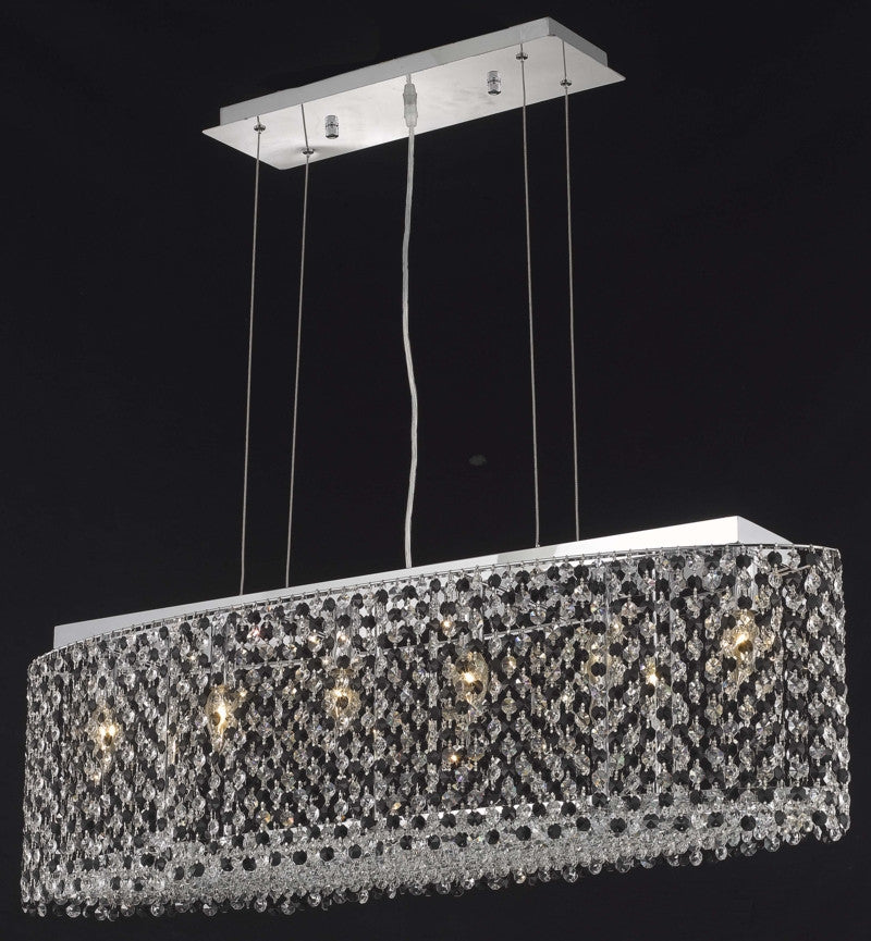 C121-1292D38C-JT/RC By Elegant Lighting Moda Collection 6 Light Chandeliers Chrome Finish